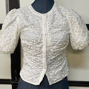 Walter Baker White Lace Cardigan, Short Sleeves, Size S
